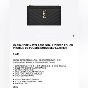 CASSANDRE MATELASSÉ SMALL ZIPPED POUCH IN GRAIN DE POUDRE EMBOSSED LEATHER